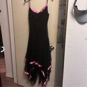 Black and pink layered hem prom dress
